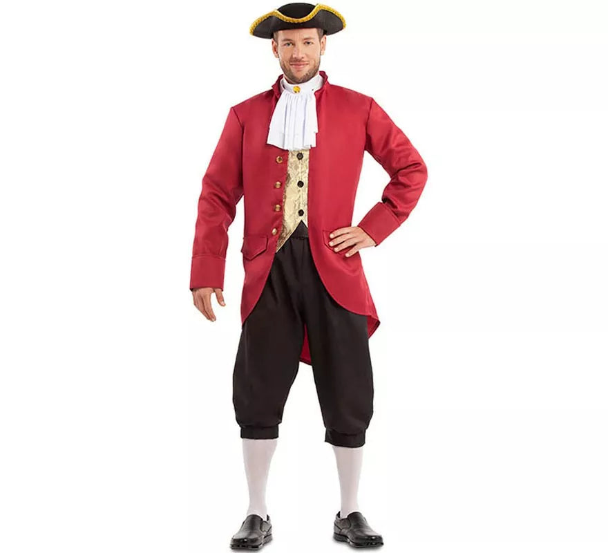 Translation missing: es.Disfraz de Hombre Colonial rojo y negro para hombre