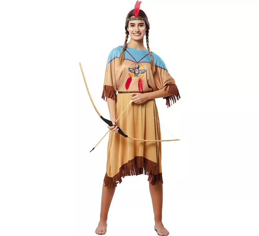 Translation missing: es.Disfraz de India Apache en vestido con tocado para mujer