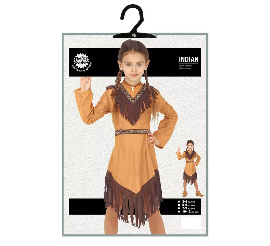 Translation missing: es.Disfraz de India Marrón con Flecos para niña