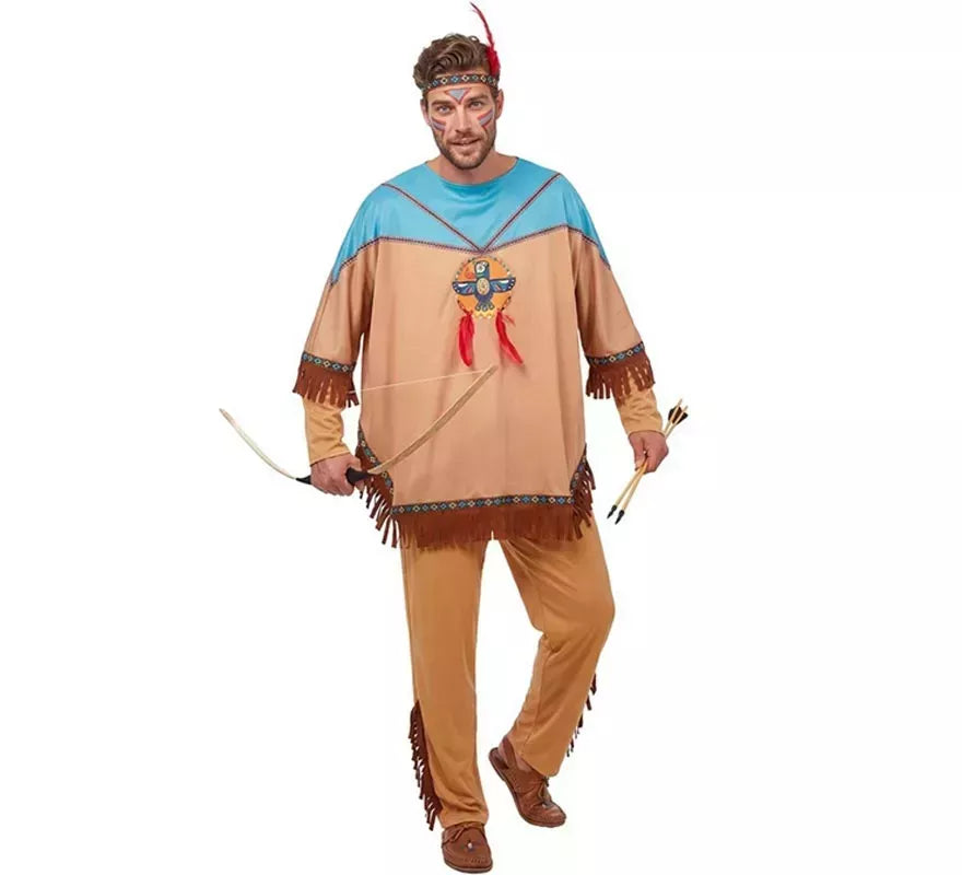 Translation missing: es.Disfraz de Indio Apache con tocado para hombre