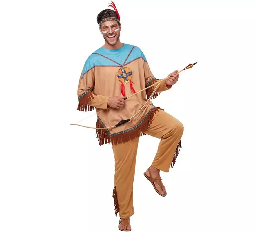 Translation missing: es.Disfraz de Indio Apache con tocado para hombre
