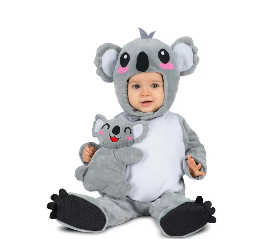 Disfraz de Koala gris con gorro y peluche para bebé y niños