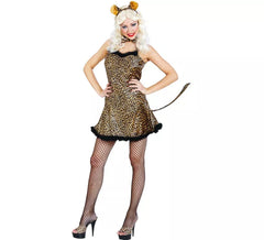 Disfraz de Leopardo en vestido amarillo para mujer
