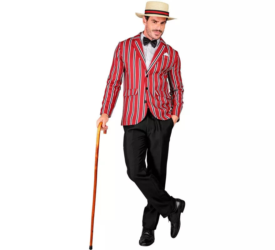 Translation missing: es.Disfraz de los años 20 rojo a rayas para hombre