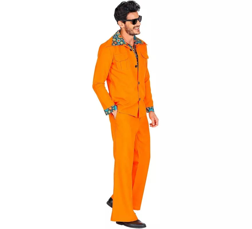 Translation missing: es.Disfraz de los años 70 Disco naranja para hombre