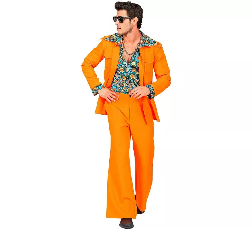 Translation missing: es.Disfraz de los años 70 Disco naranja para hombre