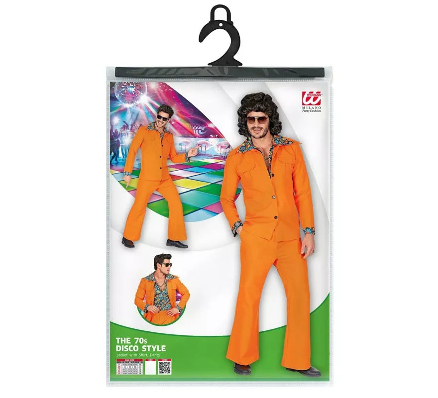 Translation missing: es.Disfraz de los años 70 Disco naranja para hombre