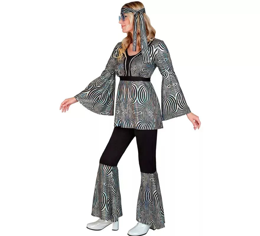 Translation missing: es.Disfraz de los años 70 Disco Olas plateadas para mujer