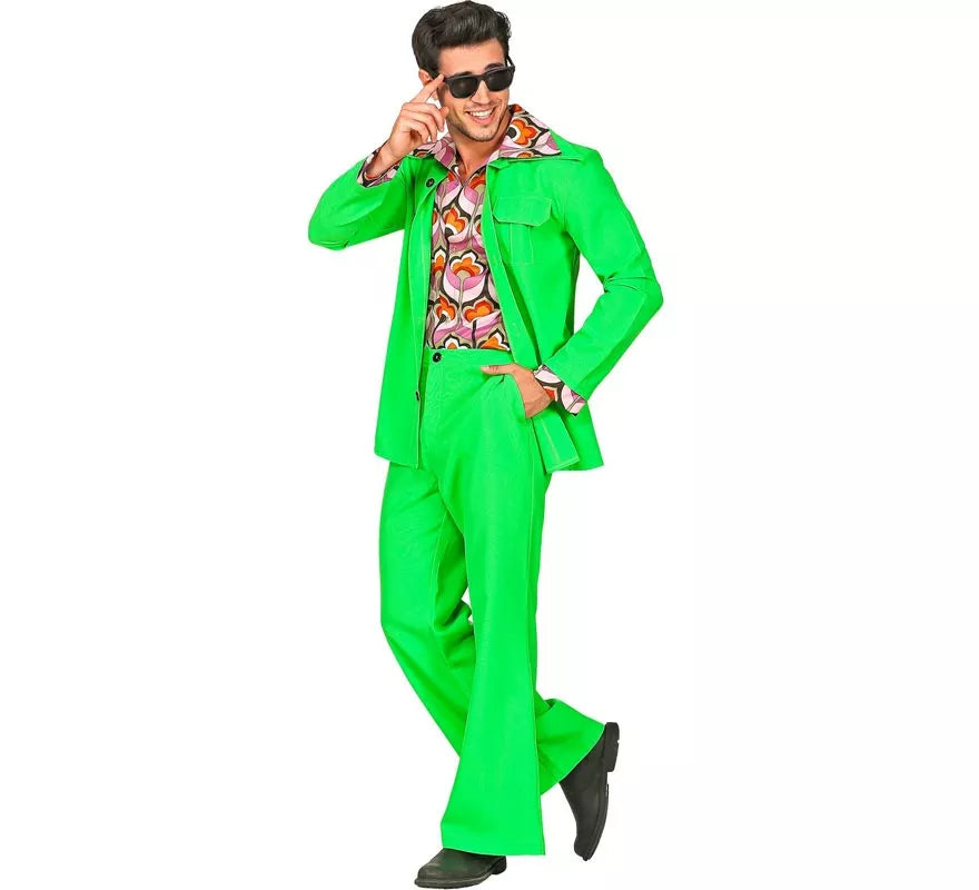 Translation missing: es.Disfraz de los años 70 Disco verde neón para hombre