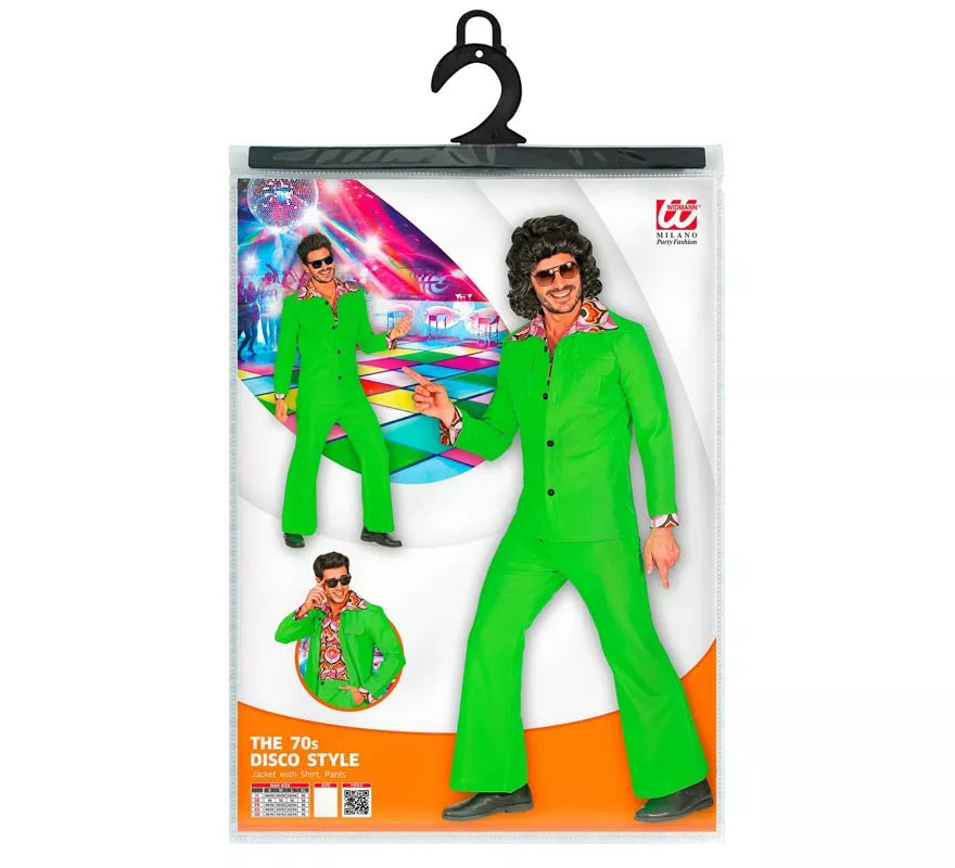 Translation missing: es.Disfraz de los años 70 Disco verde neón para hombre