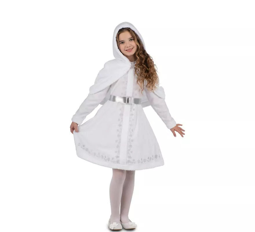 Translation missing: es.Disfraz de Mamá Noel blanca con capucha para niña
