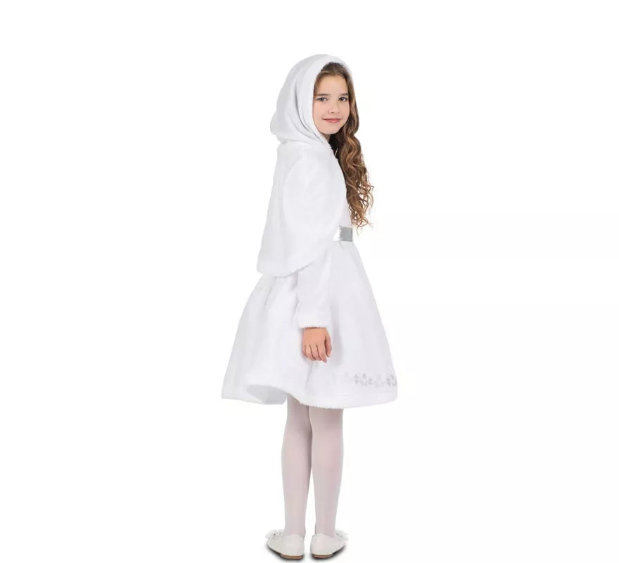 Translation missing: es.Disfraz de Mamá Noel blanca con capucha para niña