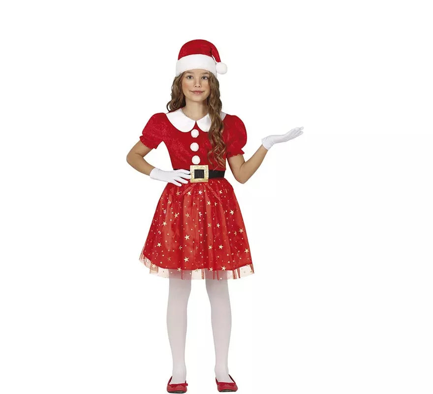 Translation missing: es.Disfraz de Mamá Noel brillante con cinturón para niña