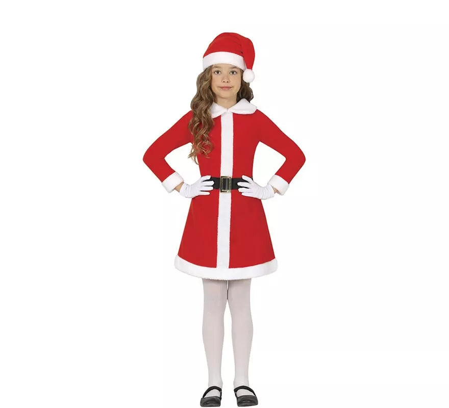 Translation missing: es.Disfraz de Mamá Noel con cinturón negro para niña