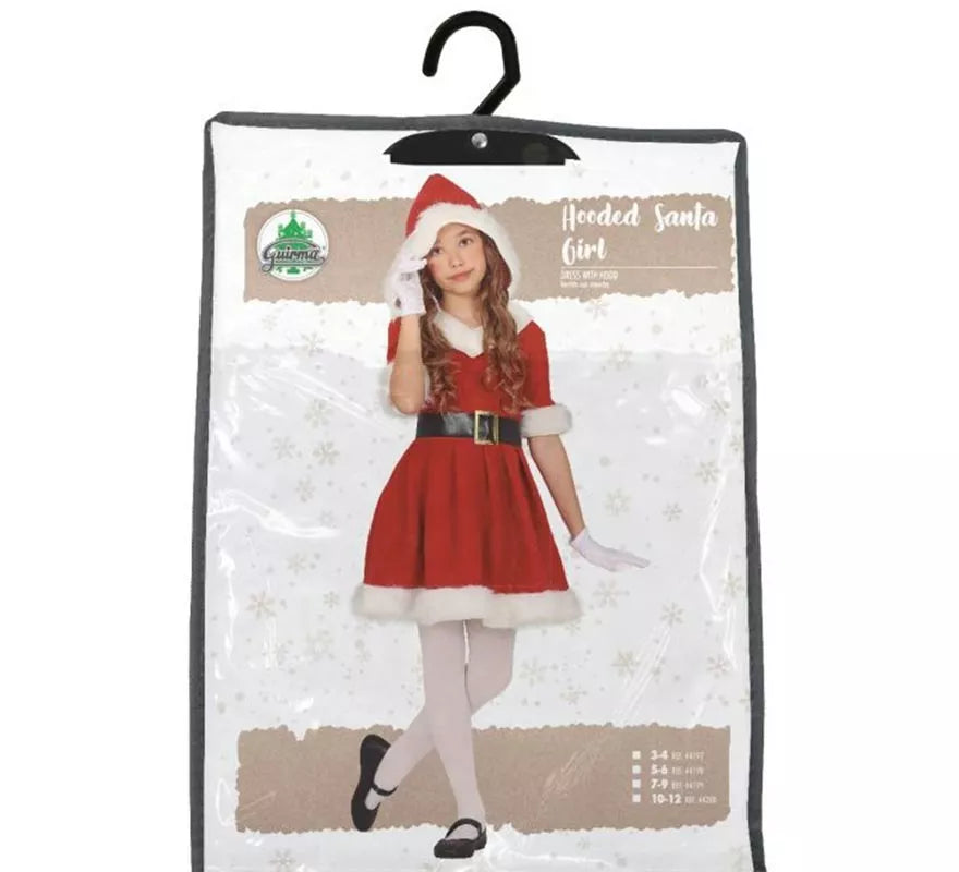 Translation missing: es.Disfraz de Mamá Noel en vestido con capucha para niña
