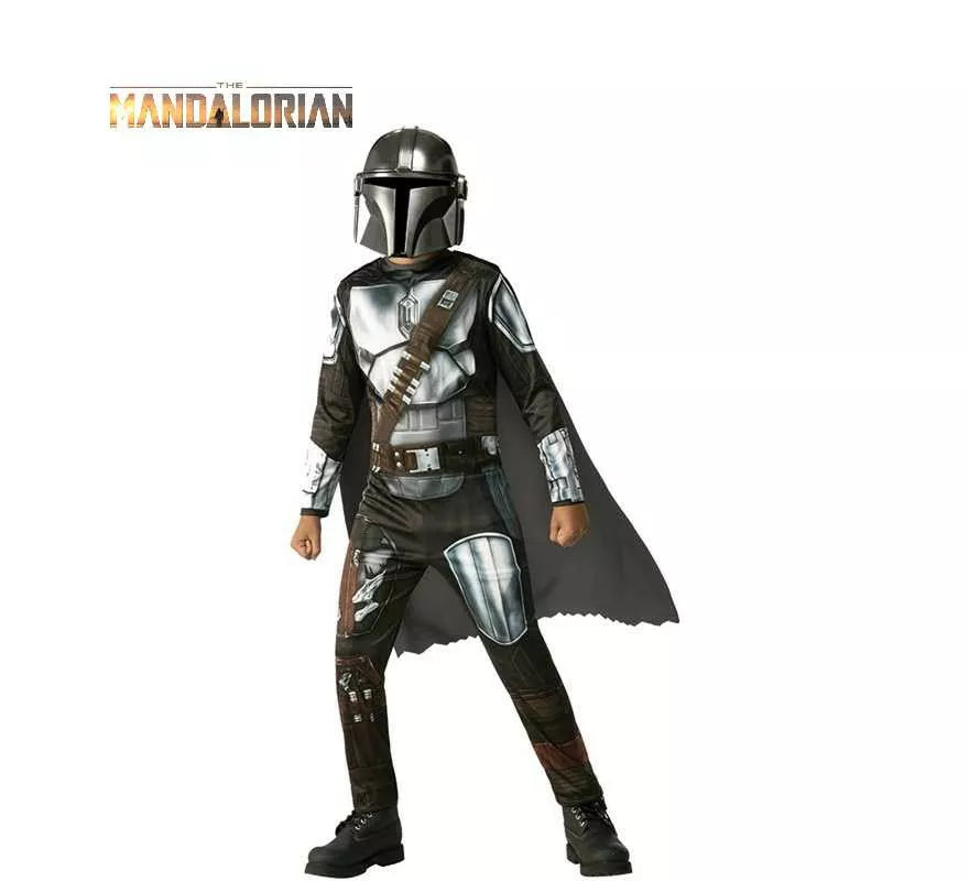 Disfraz de Mandalorian de Star Wars Clásico con capa para niño