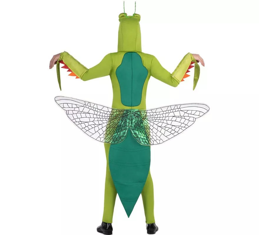 Translation missing: es.Disfraz de Mantis verde con capucha y alas para adulto