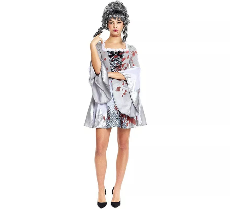 Translation missing: es.Disfraz de María Antonieta Zombie gris para mujer