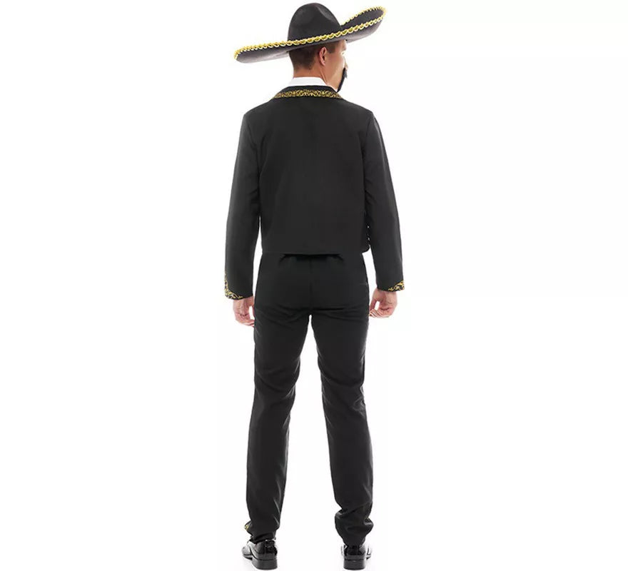 Translation missing: es.Disfraz de Mariachi Charro negro y dorado para hombre