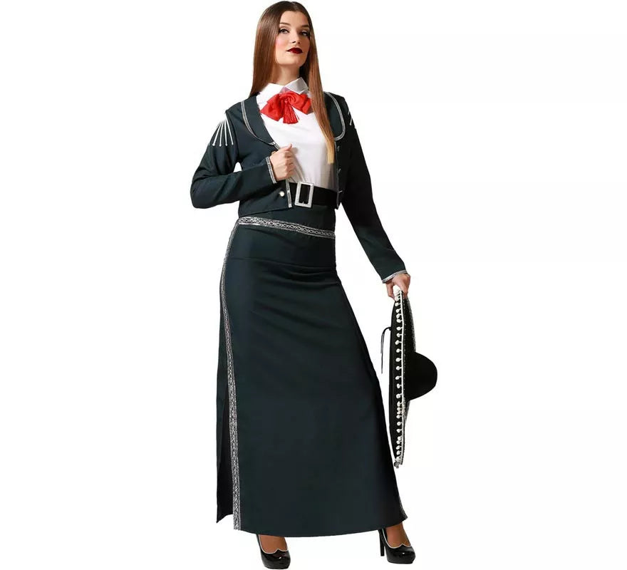 Translation missing: es.Disfraz de Mariachi falda negra con cinturón para mujer