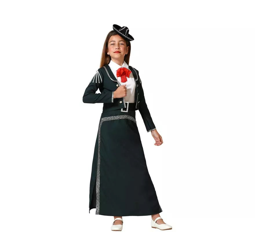 Translation missing: es.Disfraz de Mariachi falda negra con cinturón para niña
