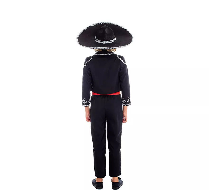 Translation missing: es.Disfraz de Mariachi Mexicano Negro y Rojo para niño