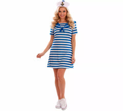 Disfraz de Marinera azul a rayas para mujer