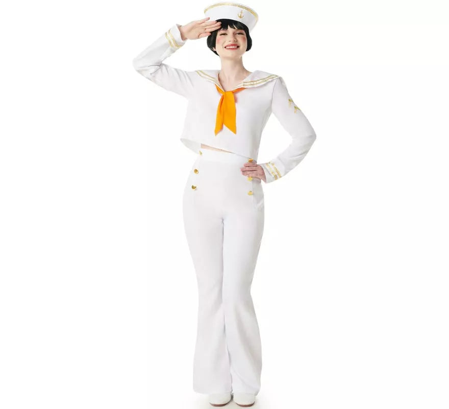 Translation missing: es.Disfraz de Marinera blanco con Pantalón para mujer