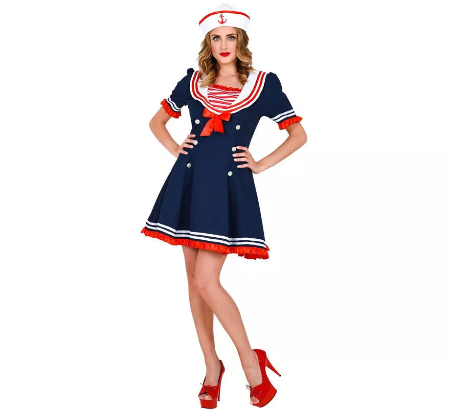 Translation missing: es.Disfraz de Marinera Vestido con Lazo Rojo para mujer