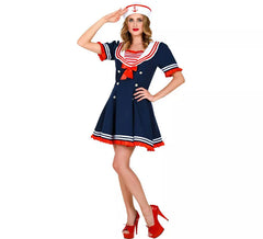 Disfraz de Marinera Vestido con Lazo Rojo para mujer