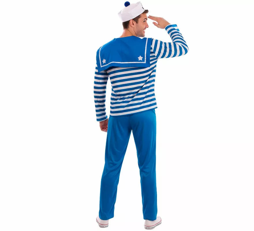 Disfraz de Marinero azul a rayas para hombre
