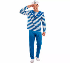 Disfraz de Marinero azul a rayas para hombre