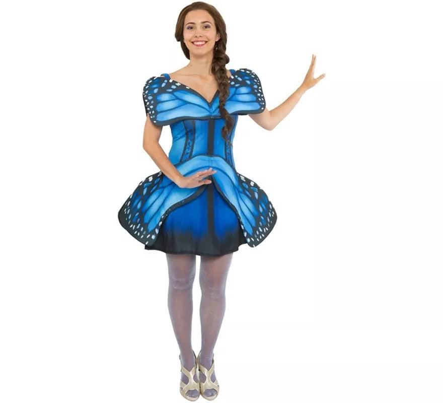Translation missing: es.Disfraz de Mariposa azul y negro acampanado para mujer