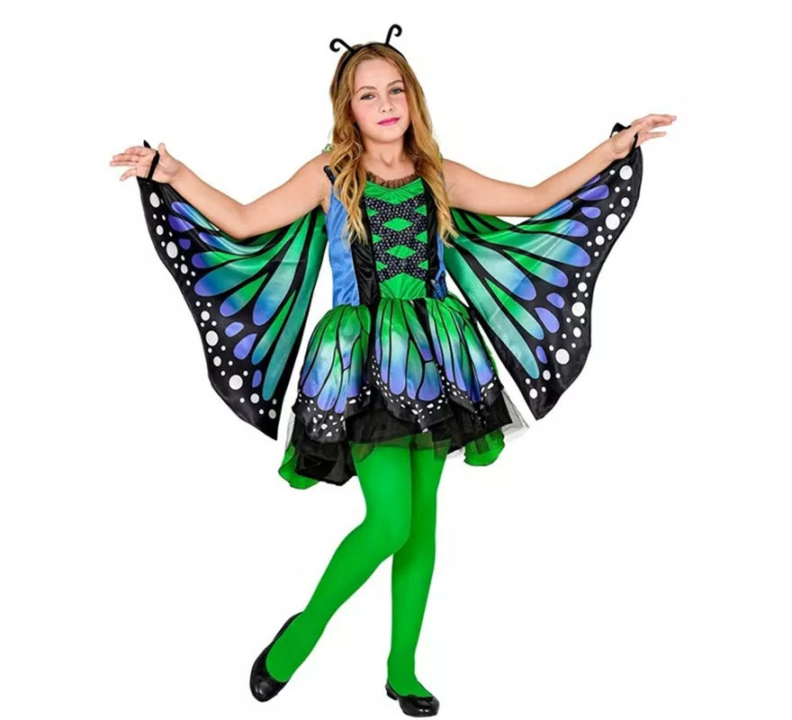 Disfraz de Mariposa verde con Alas para niña