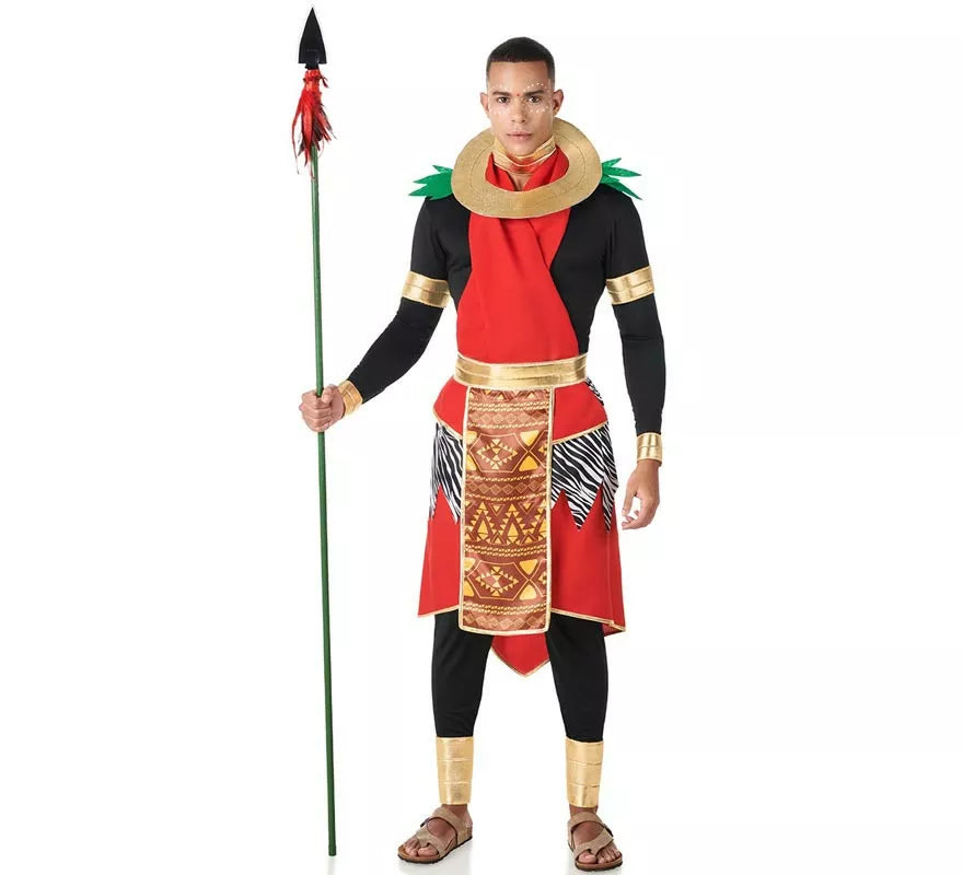 Translation missing: es.Disfraz de Masai Africano rojo elegante para hombre