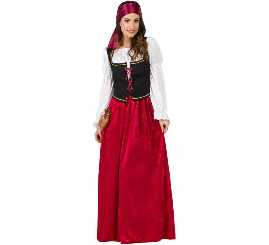 Translation missing: es.Disfraz de Mesonera Medieval Granate para mujer