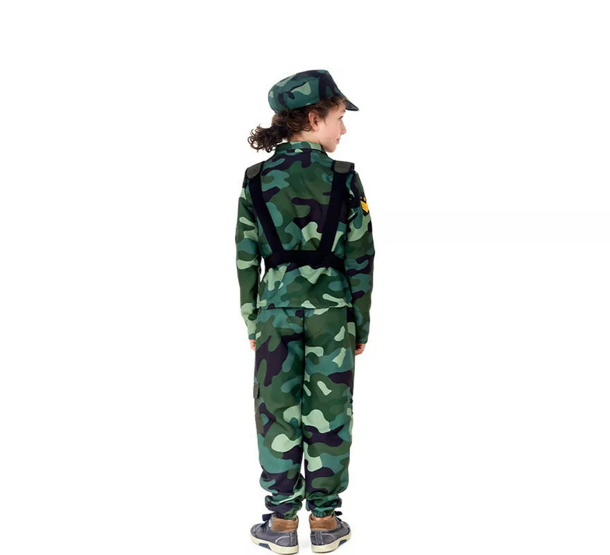 Translation missing: es.Disfraz de Militar verde Camuflado con Gorra para niños