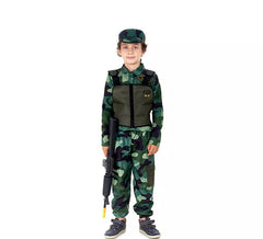 Disfraz de Militar verde Camuflado con Gorra para niños
