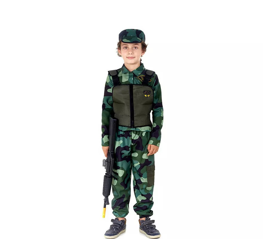 Translation missing: es.Disfraz de Militar verde Camuflado con Gorra para niños