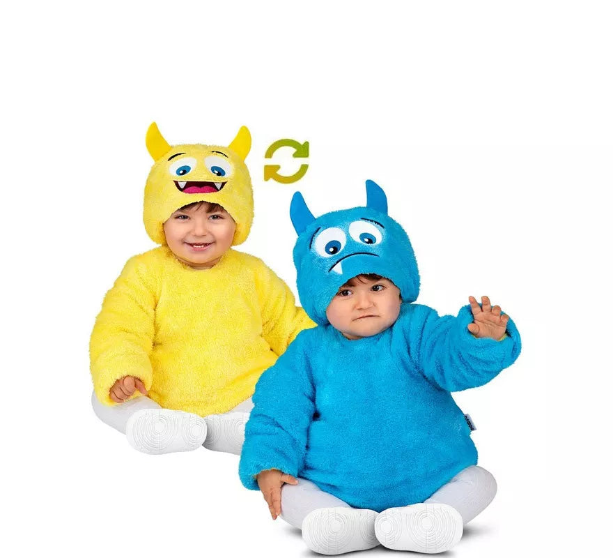 Translation missing: es.Disfraz de Monstruo Amarillo- Azul Reversible para bebé y niños