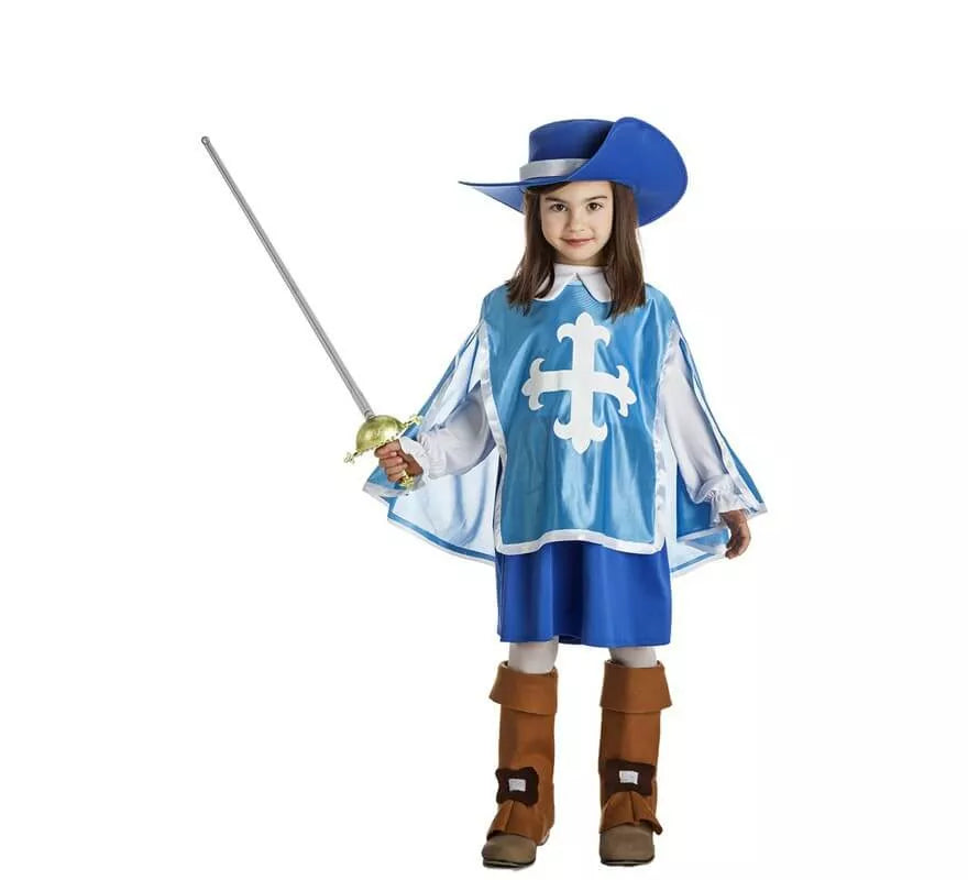 Translation missing: es.Disfraz de Mosquetera azul para niña