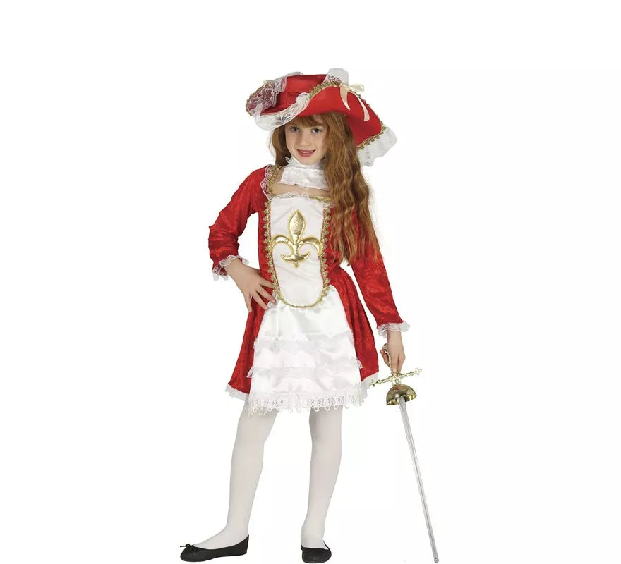 Translation missing: es.Disfraz de Mosquetera roja Flor de Lis para niña