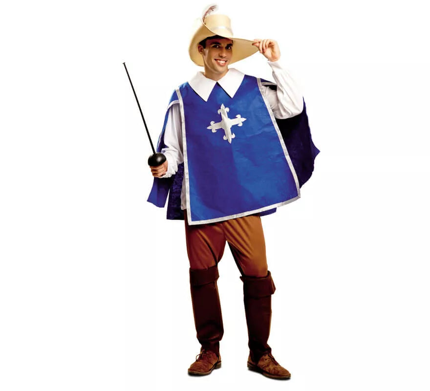 Translation missing: es.Disfraz de Mosquetero azul para hombre