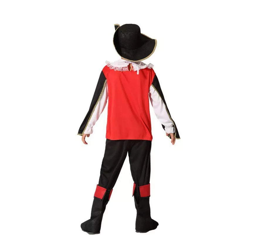 Disfraz de Mosquetero Rojo y Negro para niño