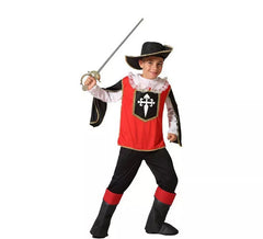 Disfraz de Mosquetero Rojo y Negro para niño