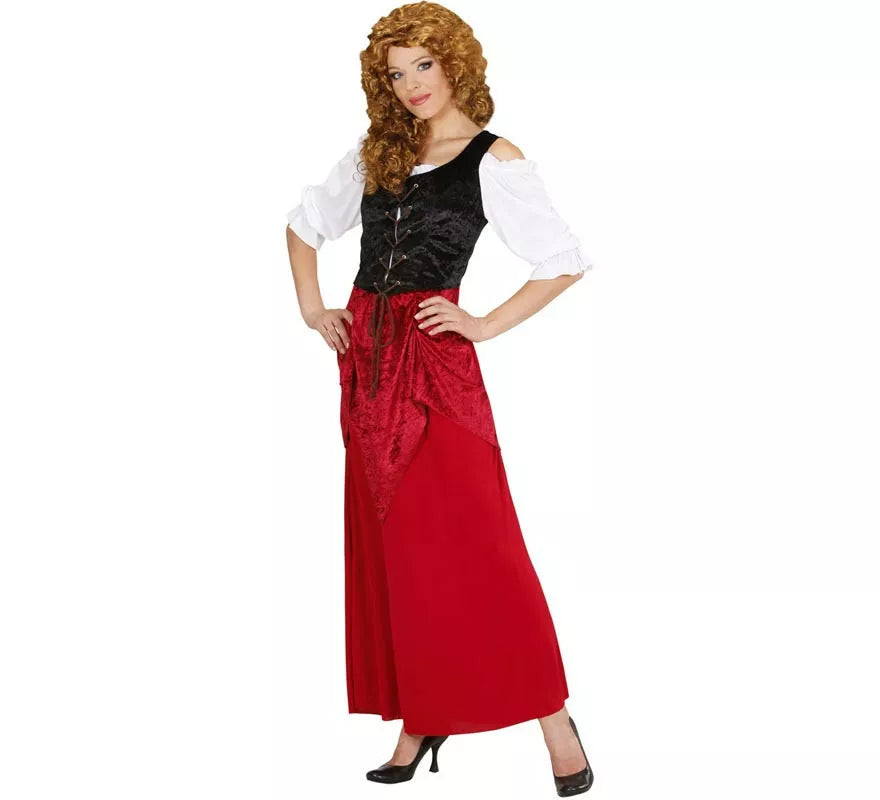 Translation missing: es.Disfraz de Moza de Taberna rojo y negro para mujer