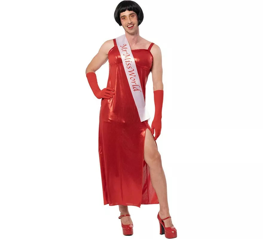 Translation missing: es.Disfraz de Mr World vestido rojo para hombre