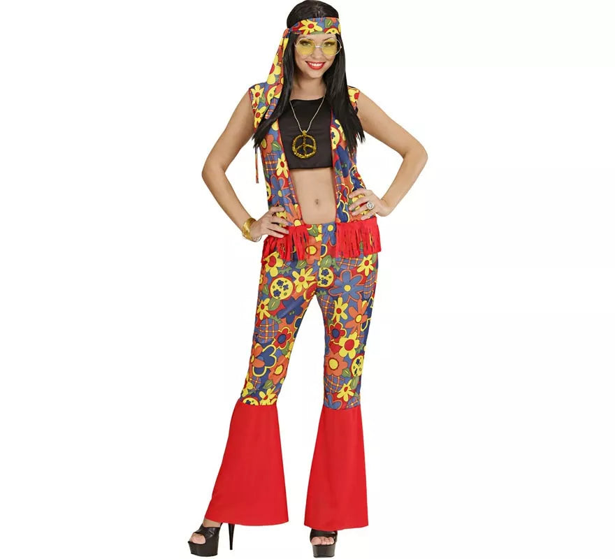 Translation missing: es.Disfraz de Mujer Hippie con cinta y medallón para mujer