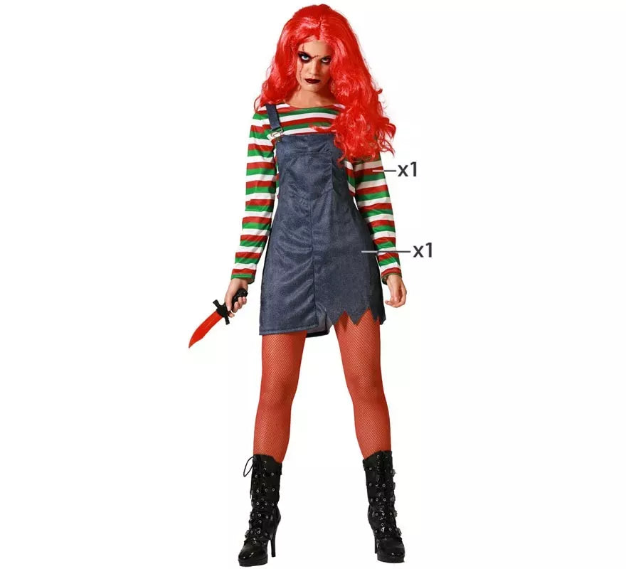 Translation missing: es.Disfraz de Muñeca Diabólica Multicolor para mujer