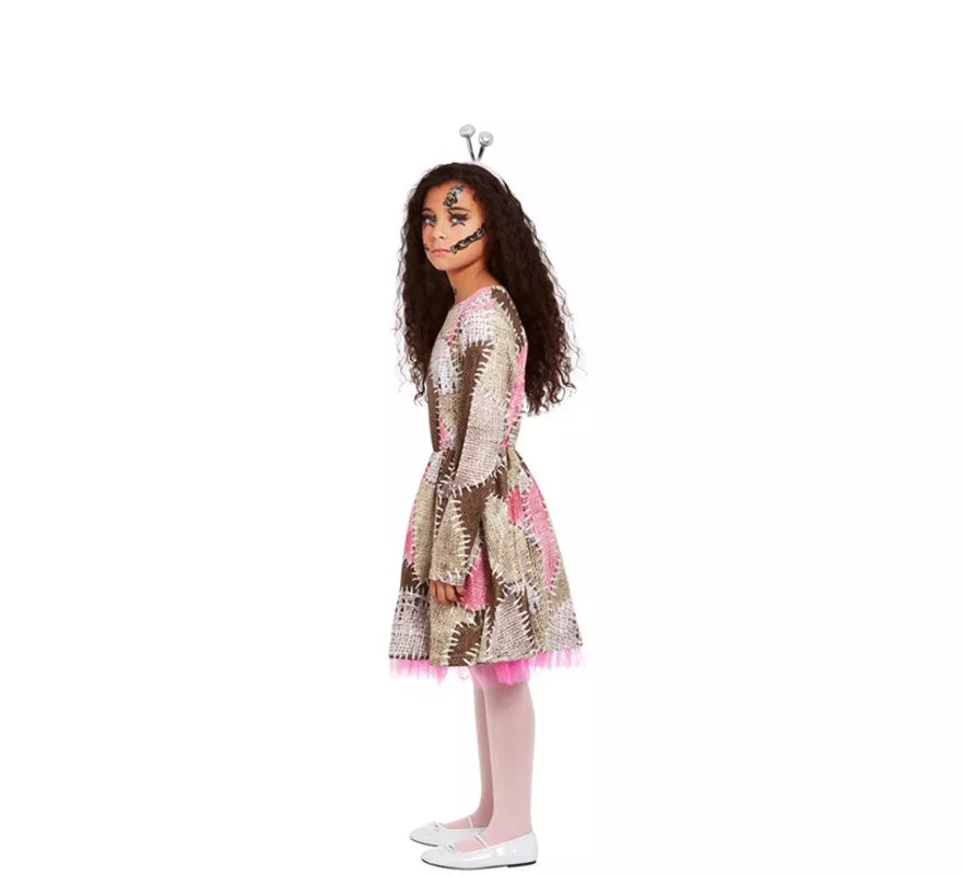 Disfraz de Muñeca Vudú marrón y rosa para niña